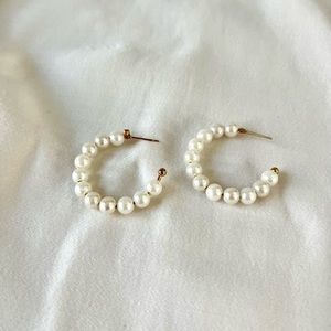 Pearl hoop earrings